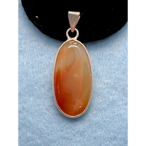 Orange Carnelian Agate Silver Pendant,